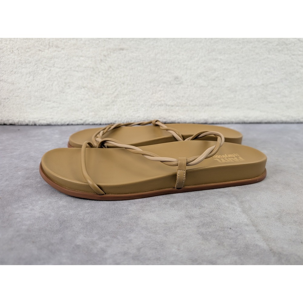 FARYL by Farylrobin Morgan Tan Leather Twisted Strap Slide Sandals Womens 10M